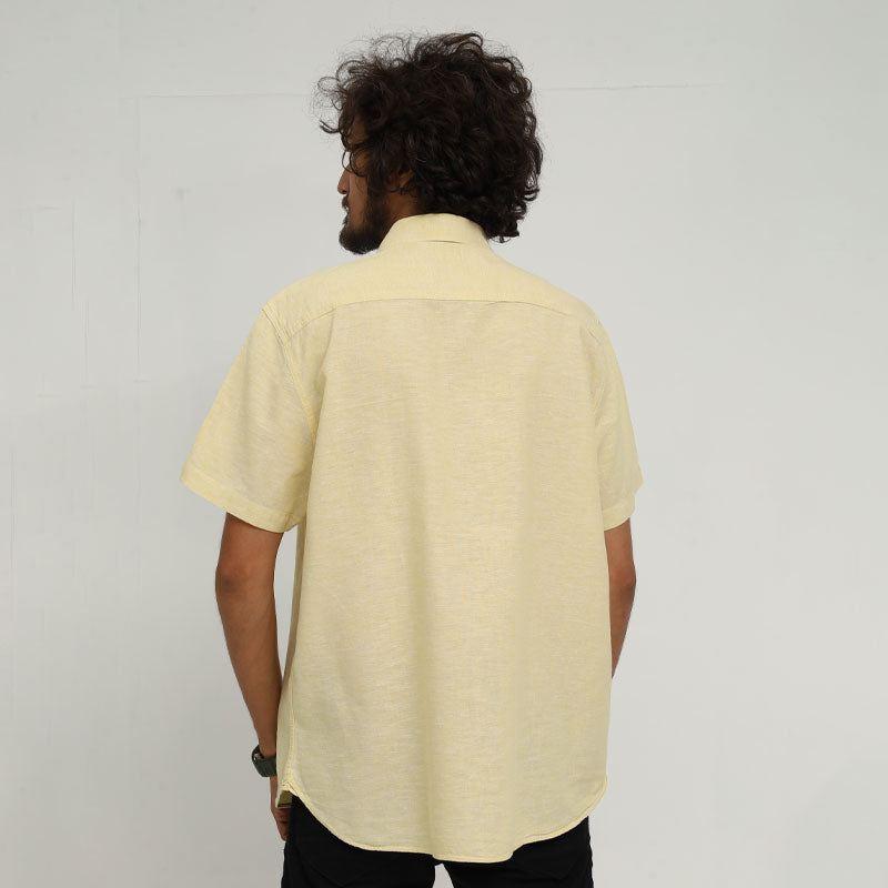 Men's Casual Cotton Shirt - Light Yellow | Classic Fit