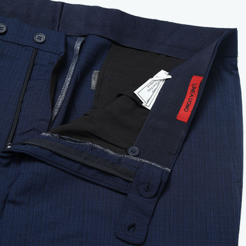 Men’s Self-Texture Dark Blue Pants – Slim Fit Formal Stretch pant