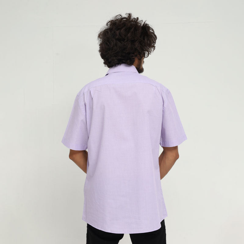 Men's Casual Short Sleeve Cotton Shirt - Sky Blue | Relaxed Fit