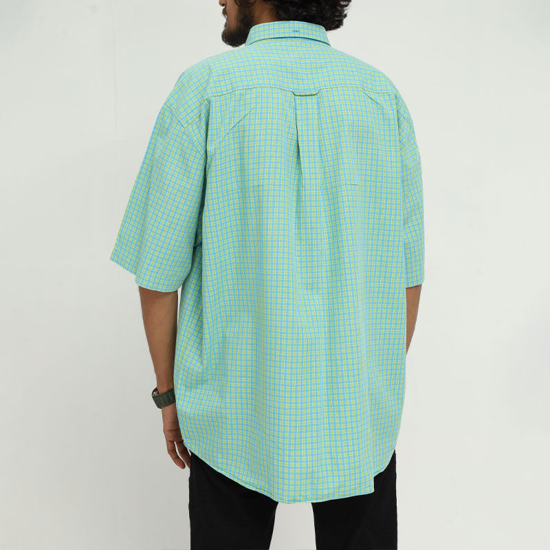 BosheeMAN Men's Casual Checkered Cotton Shirt – Sea Green